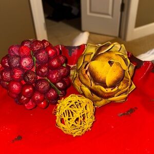 Three Decorative Red, Lime green, and Yellow Spheres/Orbs Set